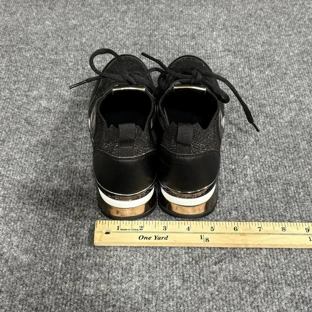 Michael Kors Shoes Womens Size 7 Black Knit MK Logo Low Top Casual Sneakers